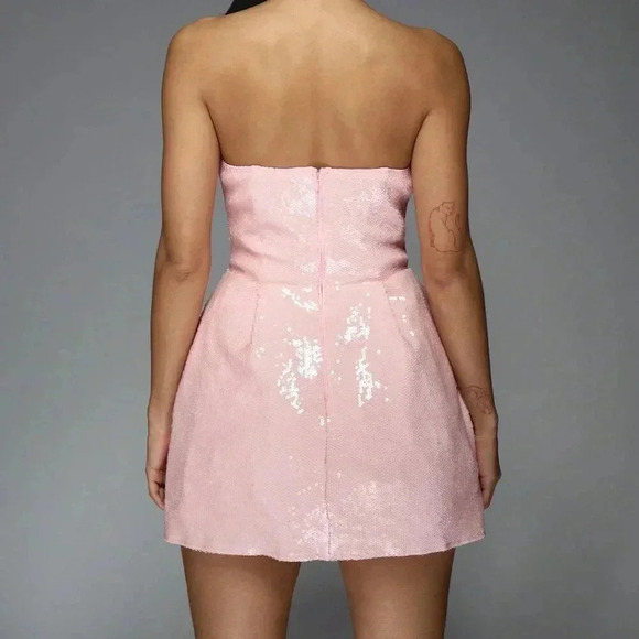 Pink Party Women's Sequin Bow Detail Cut Out Fit And Flare Mini Dress - Picture 2 of 7
